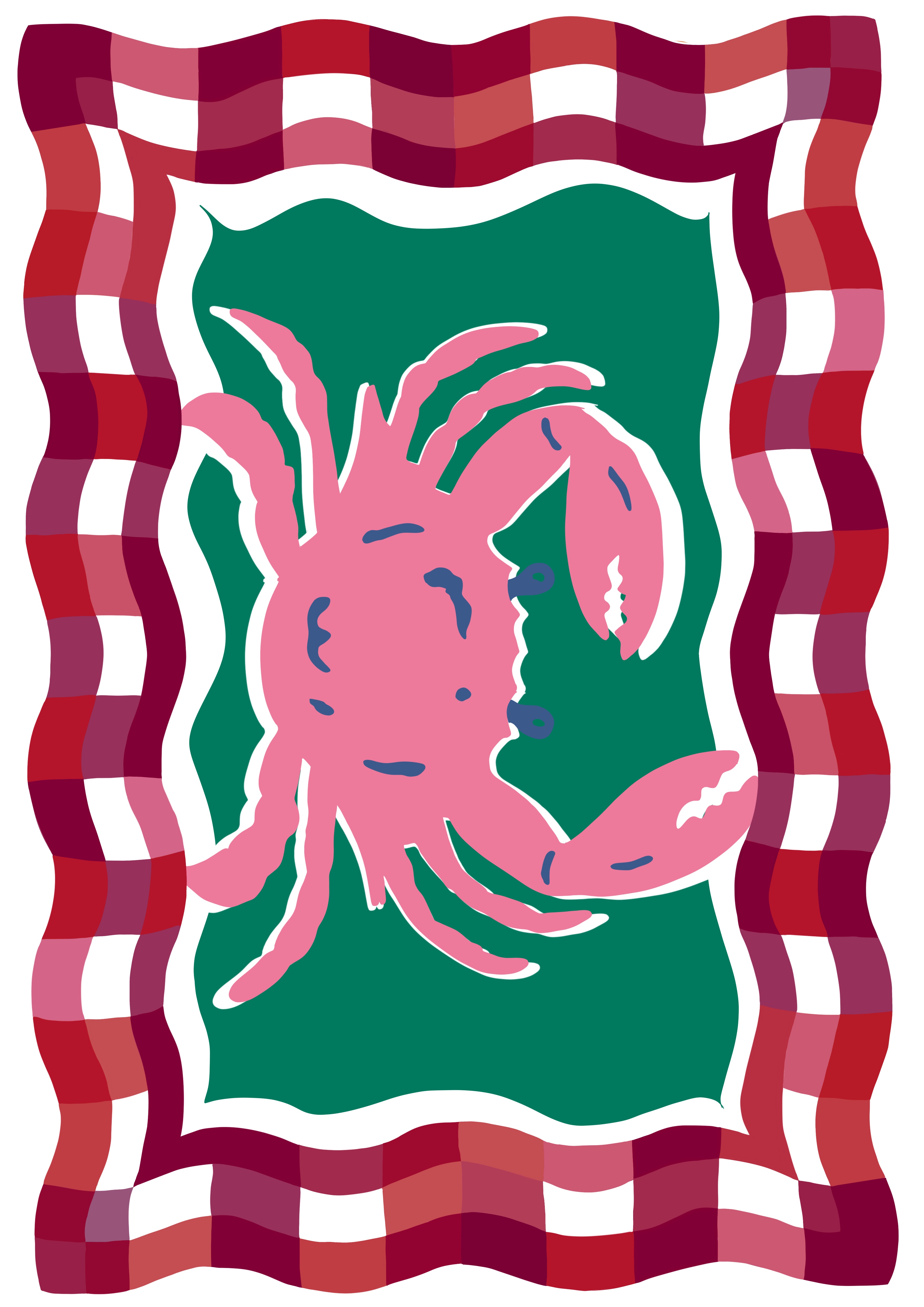 grafica del mare in stile pop con granchio