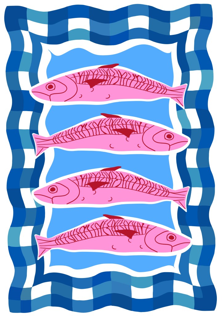 grafica del mare in stile pop con sardibne