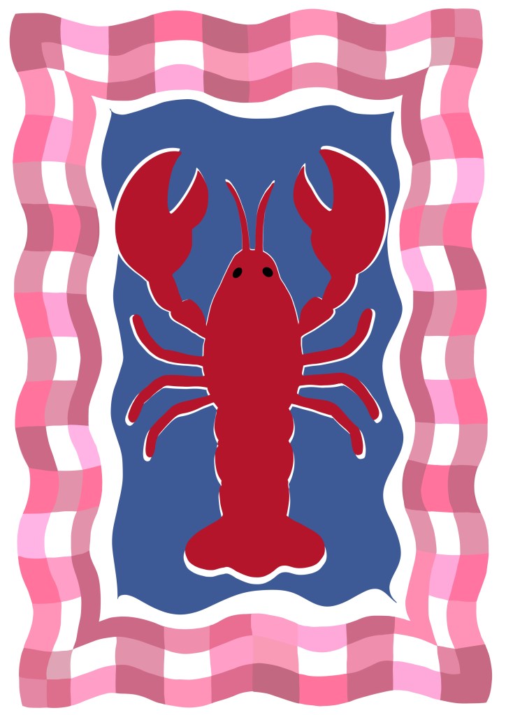 Grafica dedicata al mare in stile pop con aragosta